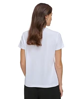 Dkny Women's Studded-Logo Crewneck Short-Sleeve Top