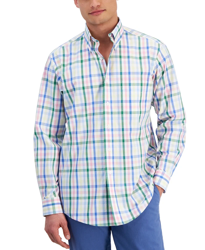 Club Room Men's Regular-Fit Multicolor Plaid Dress Shirt, Created for Macy's