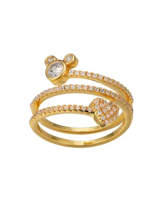 Disney Cubic Zirconia Mickey Mouse and Heart Spiral Ring