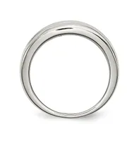 Chisel Stainless Steel Polished Cz Ring