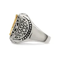 Chisel Stainless Steel 14k Gold Accent Antiqued Polished Eagle Ring