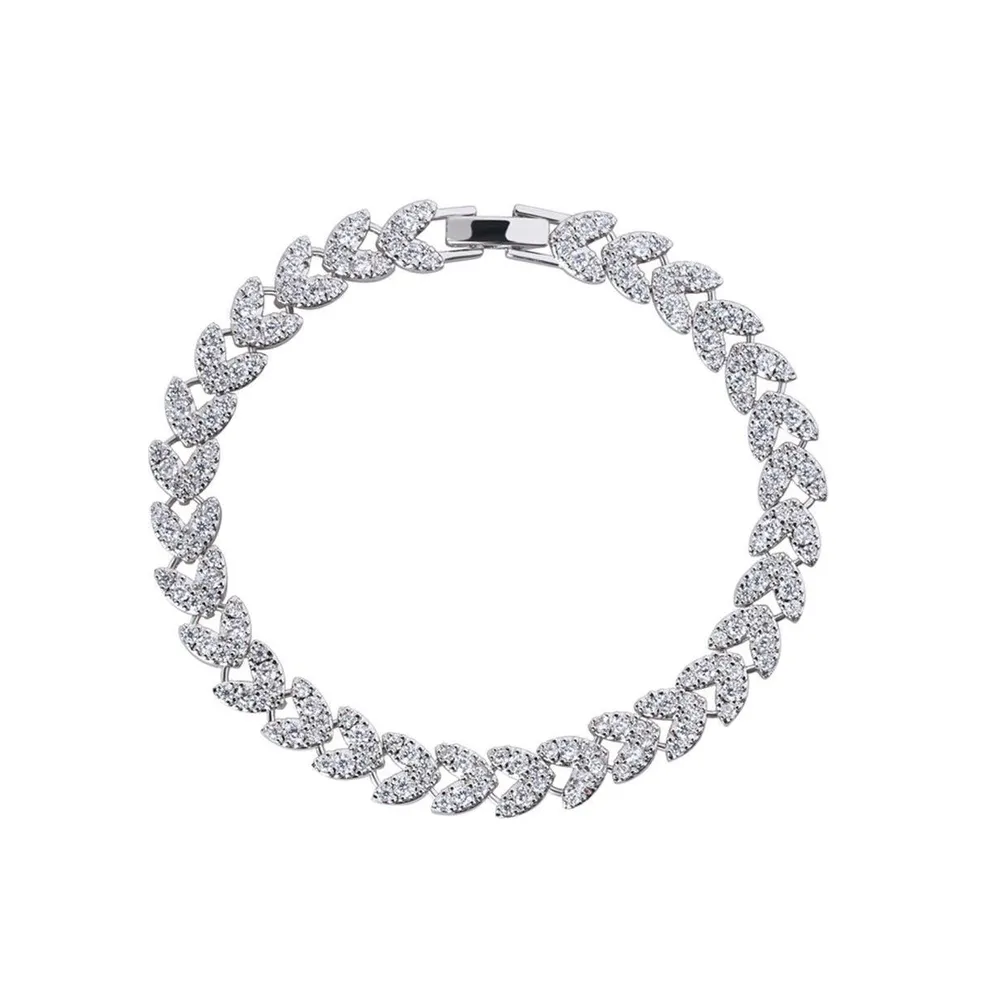 Heart Cz Tennis Bracelet with White Diamond Cubic Zirconia for Women