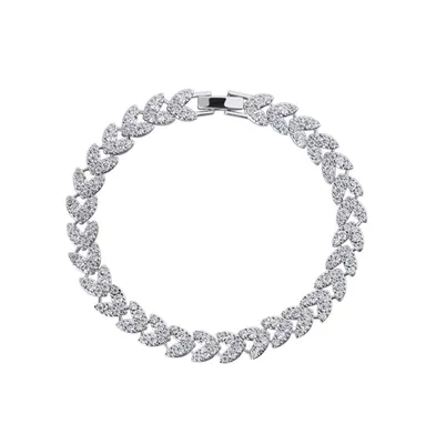 Heart Cz Tennis Bracelet with White Diamond Cubic Zirconia for Women