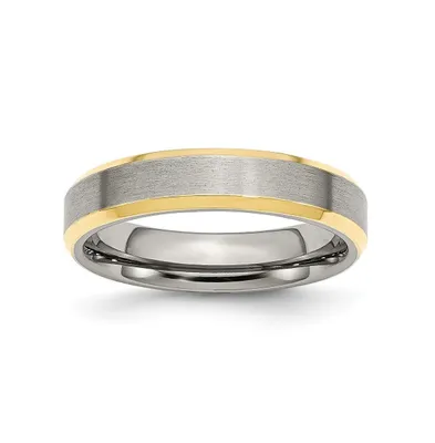 Chisel Stainless Steel Brushed Yellow Ip-plated 5mm Edge Band Ring