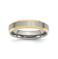 Chisel Stainless Steel Brushed Yellow Ip-plated 5mm Edge Band Ring