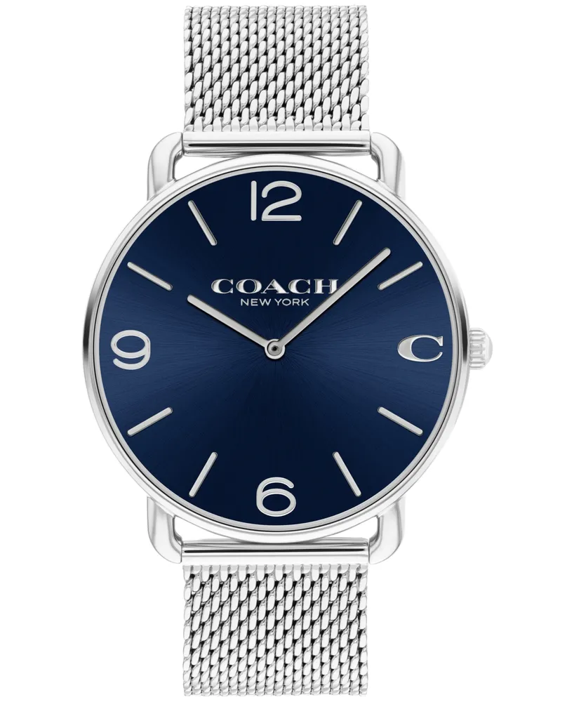 Coach Unisex Elliot Silver-Tone Stainless Steel Mesh Bracelet Watch 41mm