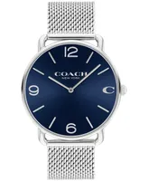 Coach Unisex Elliot Silver-Tone Stainless Steel Mesh Bracelet Watch 41mm