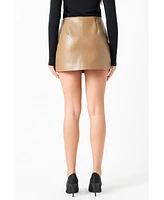 Women's Pu Slit Detail Skort