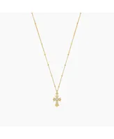 Bearfruit Jewelry Sterling Silver 18k Gold Plated Isla Cross Necklace, 19"-21"