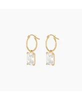 Bearfruit Jewelry Sterling Silver 18k Gold Plated Sparkle Dangling Pendant Hoop Earrings