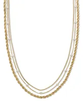 On 34th Imitation Pearl Mixed Chain Layered Necklace, 17" + 2" extender, Created for Macy's