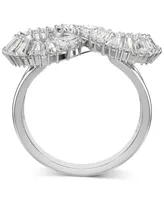 Swarovski Rhodium-Plated Baguette Crystal Infinity Statement Ring