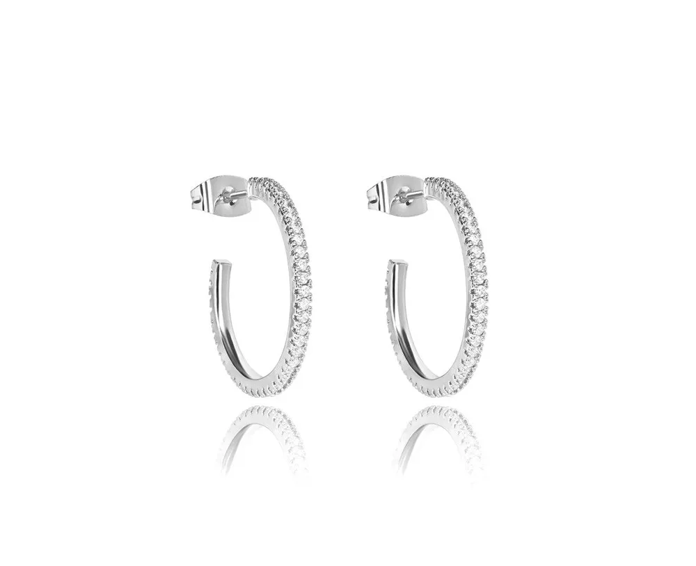 Silver Cubic Zirconia Hoop Earrings