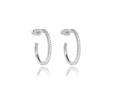 Silver Cubic Zirconia Hoop Earrings