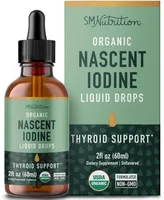 SMNutrition Organic Liquid Nascent Iodine Drops | Iodine Supplement for Thyroid, Energy & Metabolism Support | 2 Fl Oz | 500 Servings | Usda Certified