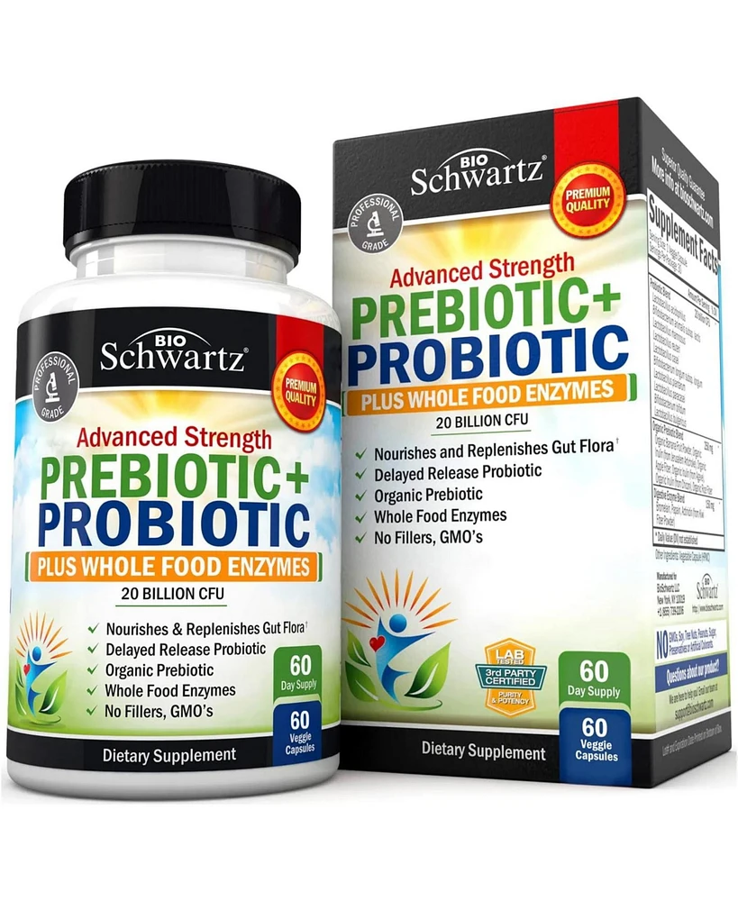 Prebiotics & Probiotics with Whole Food Enzymes - Digestive Health - Non