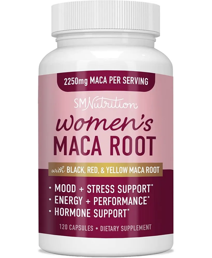 SMNutrition Organic Maca Root Capsules for Women, Peruvian Maca 2250MG Extra Strength, Supports Energy, Hormone Balance & Menopause, SMNutrition, 120c