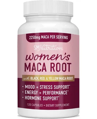 Organic Maca Root Capsules for Women | 2250MG Extra Strength | Red, Black & Yellow Maca Powder Pills with Black Pepper | Maca Root Herbal Supplements