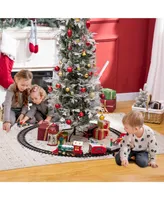 Qaba Electric Train Set for Kids, Battery-Powered Christmas Train Toy Set with Sounds & Lights, Classic Toy Train Set with Gifts Box for 3