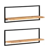 Wall Shelves 2 pcs 39.4"x9.4"x13.8" Solid Wood Acacia and Steel