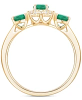 Emerald (1-1/8 ct. t.w.) & Diamond (1/8 Triple Oval Halo Ring 14k Gold (Also Ruby Sapphire)