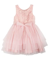 Rare Editions Little Girls Sleeveless Illusion and Mesh Party Dress