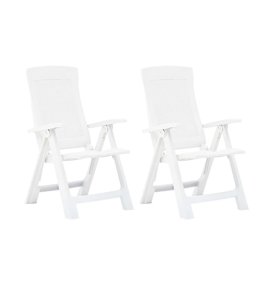 Patio Reclining Chairs 2 pcs Plastic White
