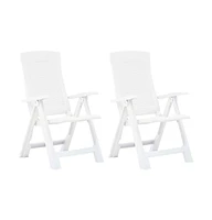 Patio Reclining Chairs 2 pcs Plastic White