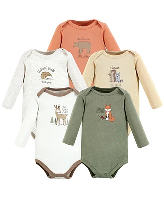 Hudson Baby Baby Boys Hudson Cotton Long-Sleeve Bodysuits, Forest Deer -Pack