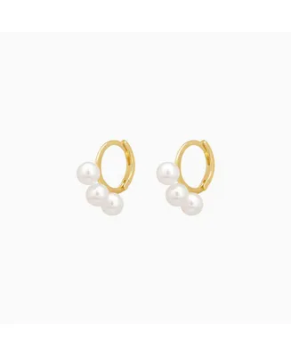 Bearfruit Jewelry Sterling Silver 18k Gold Plated Triple Cultured Pearl Huggies