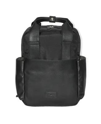 Leather Backpack with Double Handles and Multi Pockets