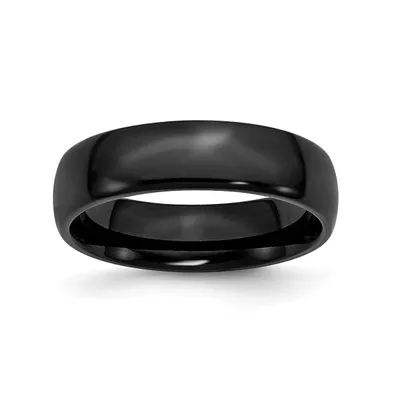 Chisel Stainless Steel Polished Black Ip-plated 6mm Band Ring