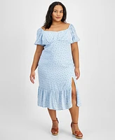 And Now This Women's Printed Puff-Sleeve Midi Dress, Xxs-4X