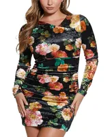 Guess Women's Tess Velvet Floral-Print Bodycon Dress