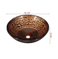 Tempered Glass Round Vessel Sink Antique Totem Above Counter Bathroom Vanity Bowl Basin
