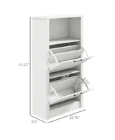 Homcom Shoe Storage Cabinet with Open Compartment and 2 Flip Drawers