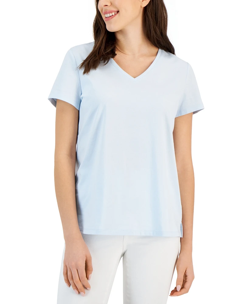 Charter Club Women's Solid V-Neck Short-Sleeve Sleepwear Top