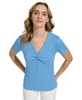 Calvin Klein Women's Twist Front V-Neck T-Shirt