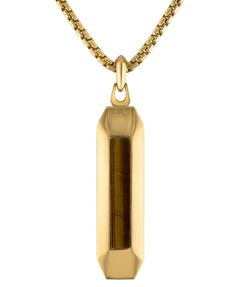 Bulova Stainless Steel Gemstone Pendant Necklace, 24" + 2" extender