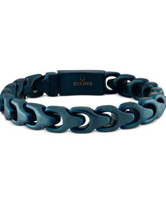 Bulova Blue-Tone Ip Stainless Steel Link Bracelet