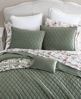 Laura Ashley Solid Diamond Stitch Velvet -Piece Quilt Set