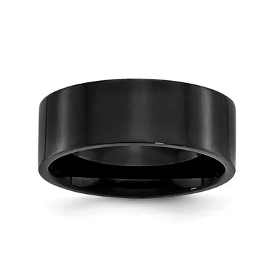 Chisel Stainless Steel Polished Black Ip-plated 8mm Flat Band Ring