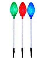 Kurt Adler 27.2" Led Faceted C9 Yard Stakes 3 Piece Set