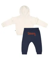 Girls Newborn and Infant Colosseum Natural, Navy Auburn Tigers Pullover Hoodie and Fleece Pants Set