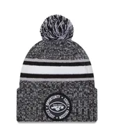 Men's New Era Heather Black New York Jets 2023 Inspire Change Cuffed Knit Hat with Pom