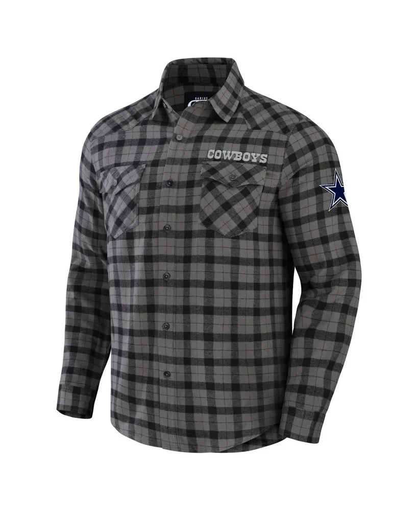 Men's Nfl x Darius Rucker Collection by Fanatics Gray Dallas Cowboys Flannel Long Sleeve Button-Up Shirt