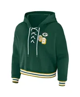 Women's Wear by Erin Andrews Green Bay Packers Plus Lace-Up Pullover Hoodie