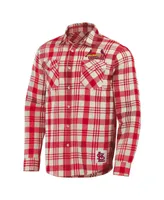 Men's Darius Rucker Collection by Fanatics Red St. Louis Cardinals Plaid Flannel Button-Up Shirt