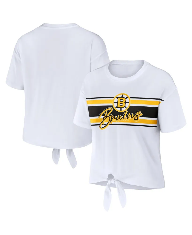 Women's Wear by Erin Andrews White Boston Bruins Front Knot T-shirt