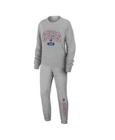 Women's Wear by Erin Andrews Gray Chicago Cubs Knitted T-shirt and Pants Lounge Set